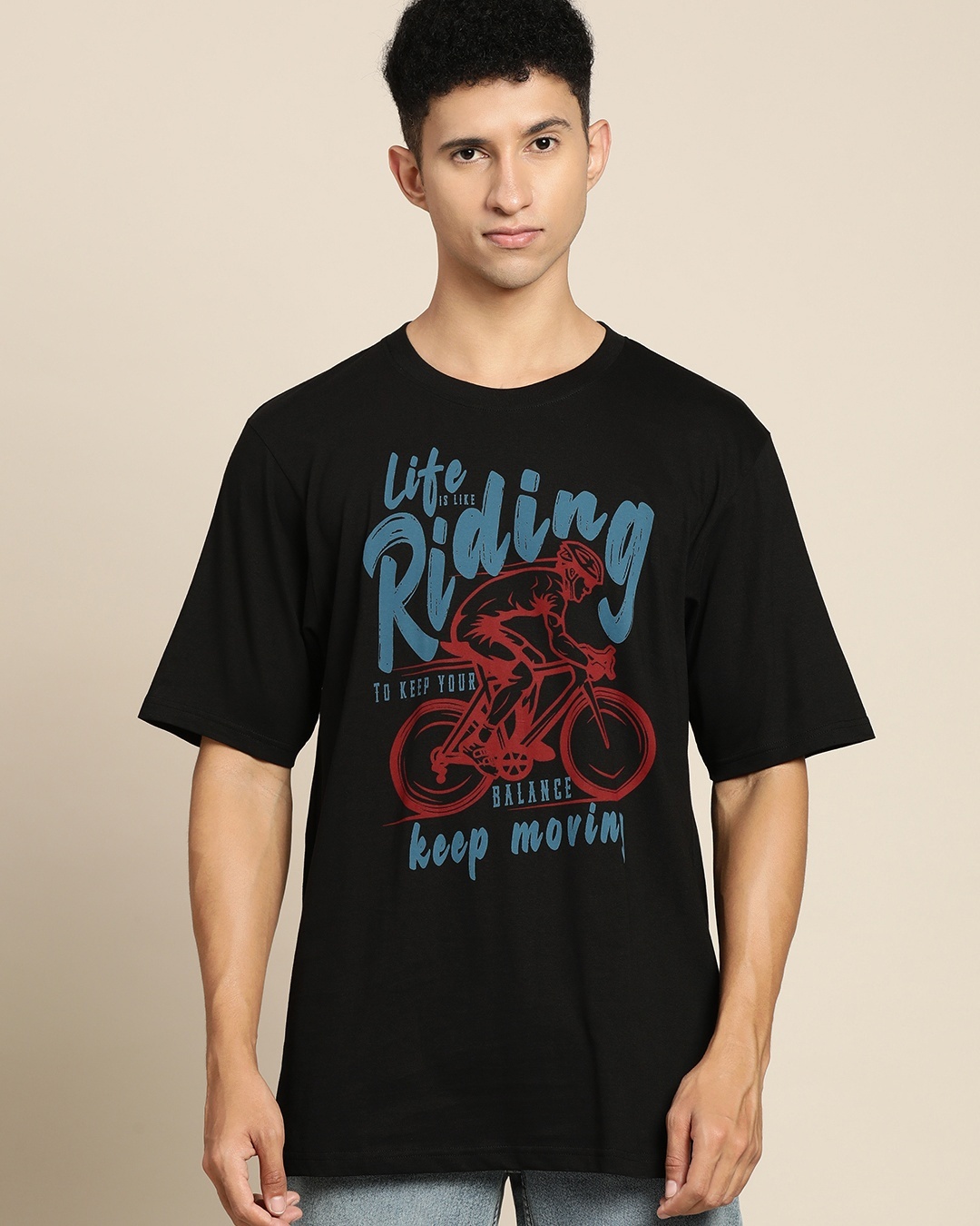 Men's Black Graphic Oversized Shirt