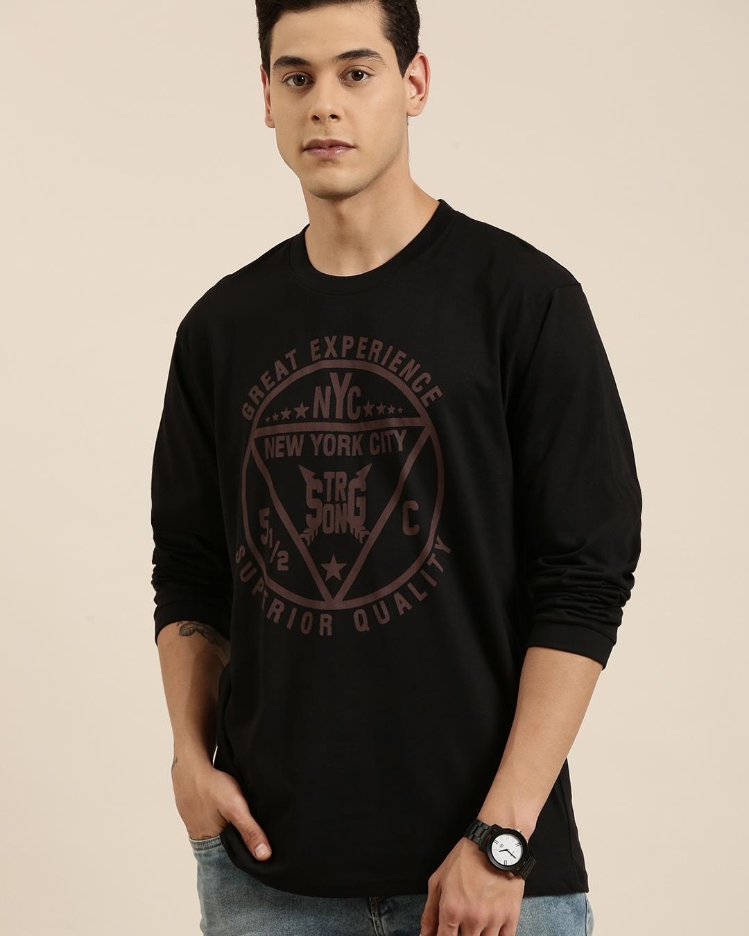 Men's Graphic Printed Black T-Shirt