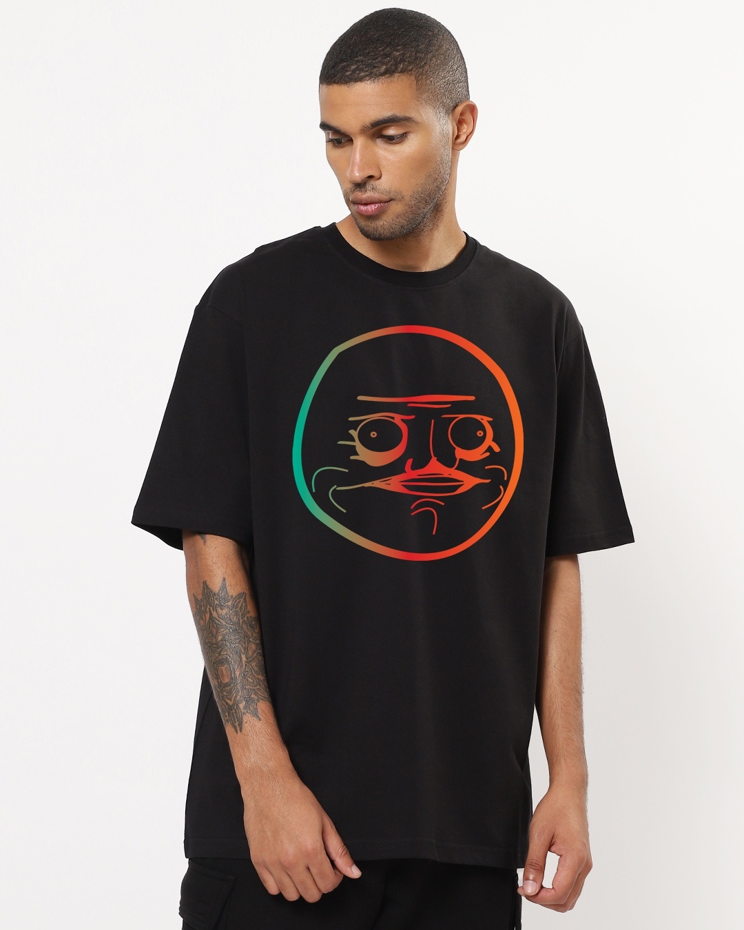 Buy Mens Black Meme Uncle Graphic Printed Oversized T Shirt Online At Bewakoof 5555