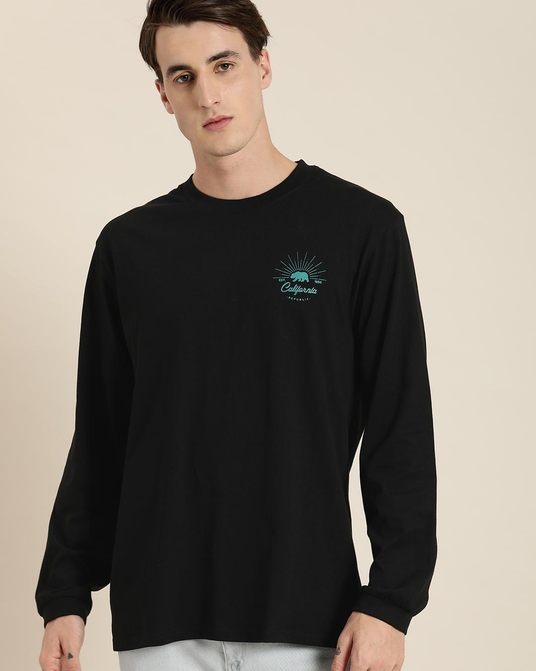 Shop Men's Black Graphic Printed Oversized T-shirt-Back