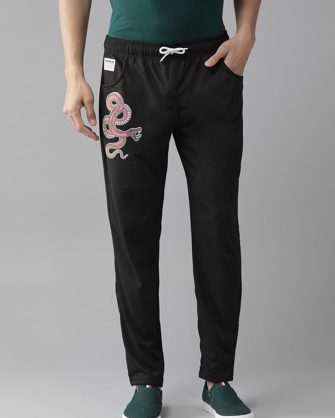 Buy Men's Black Graphic Printed Track Pants Online at Bewakoof