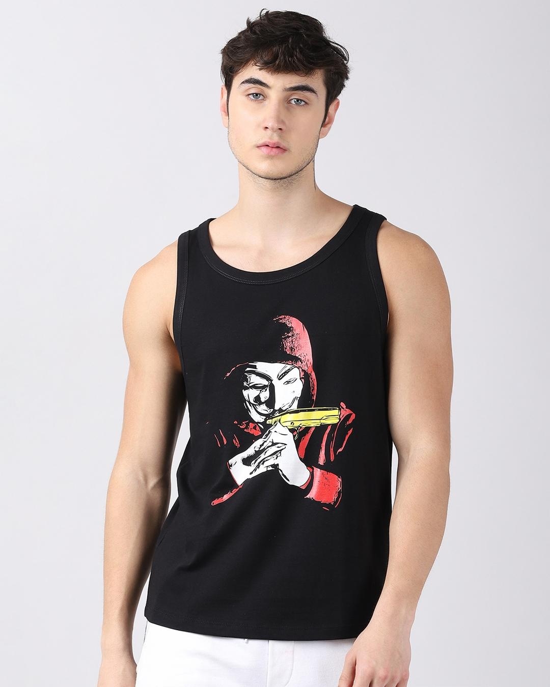 Buy Mens Black Graphic Printed Vest For Men Black Online At Bewakoof 0751