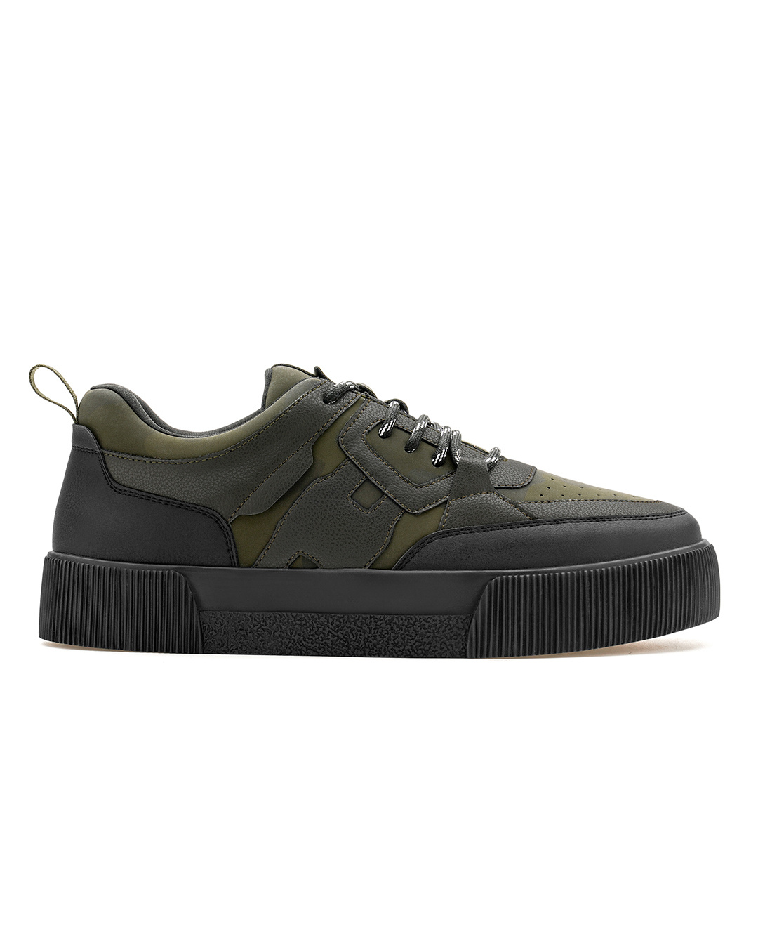 Shop Men's Black & Green Camoflauge Low-Top Sneakers-Back