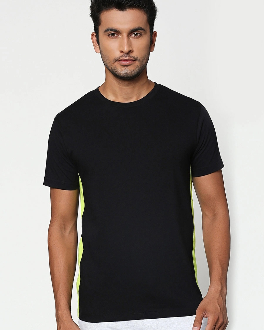 Buy Mens Black And Green Color Block T Shirt Online At Bewakoof