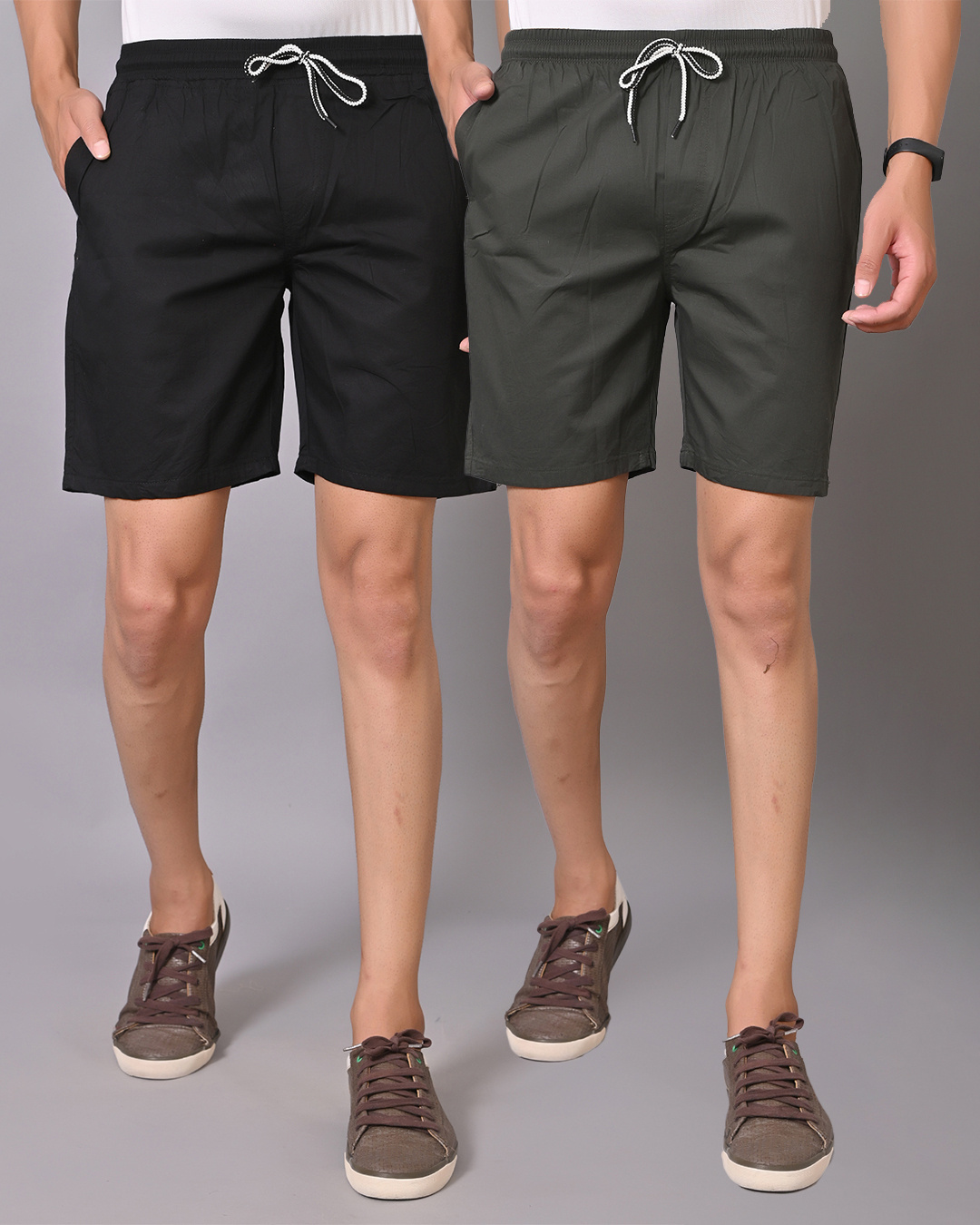 Buy Men's Black & Green Shorts (Pack of 2) for Men Multicolor Online at Bewakoof