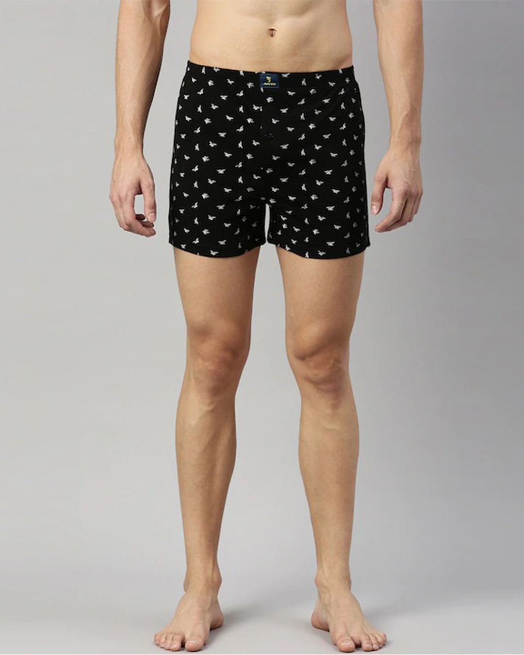 Shop Pack of 2 Men's Black & Grey All Over Printed Cotton Boxers-Back