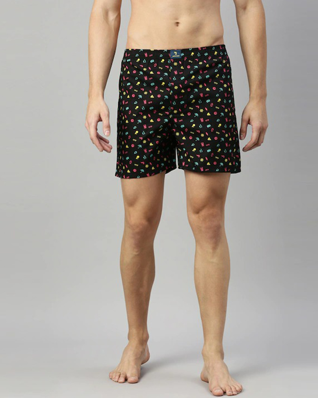 Shop Pack of 2 Men's Black & Grey All Over Printed Cotton Boxers-Back