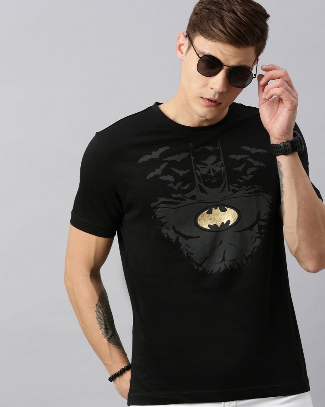 Buy Men's Black & Grey Batman Printed Rogue T-shirt for Men Black ...