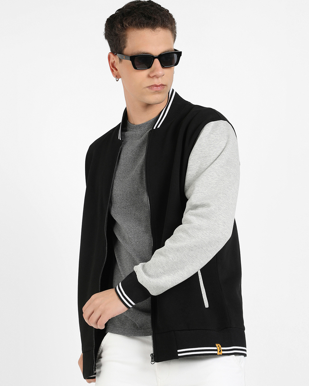 Buy Men's Black & Grey Color Block Jacket Online at Bewakoof