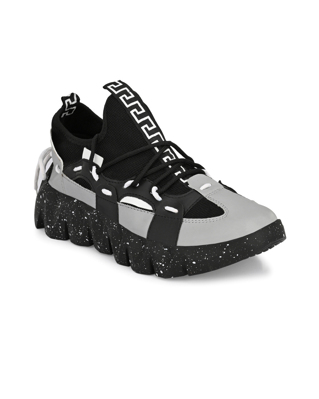 Shop Men's Black & Grey Color Block Lace-Ups Sneakers-Back