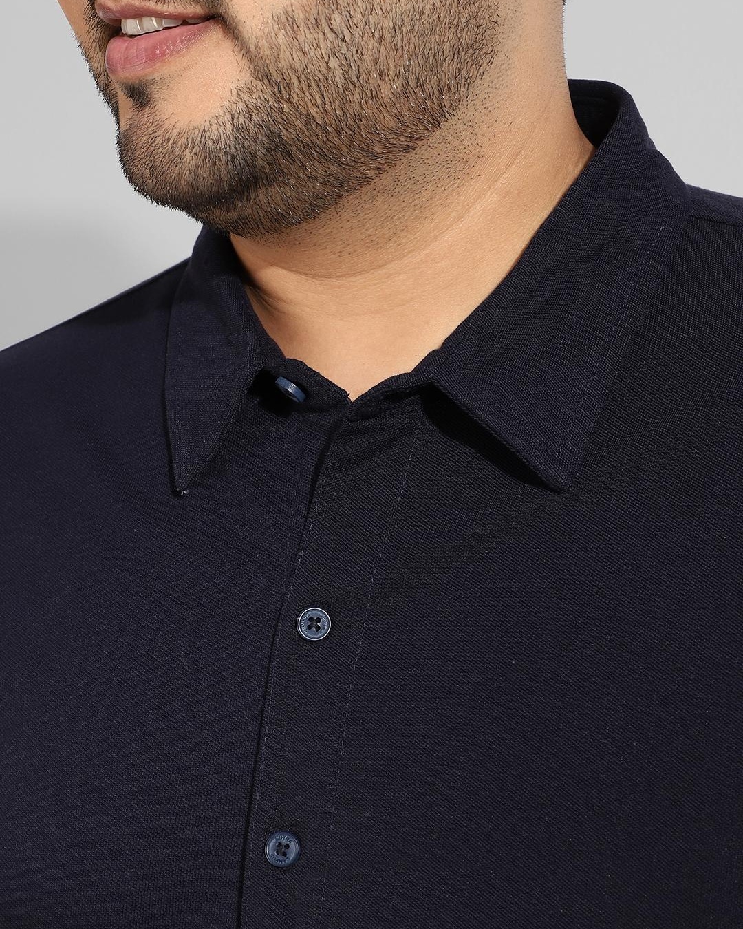 Shop Men's Black & Grey Color Block Plus Size Shirt-Back