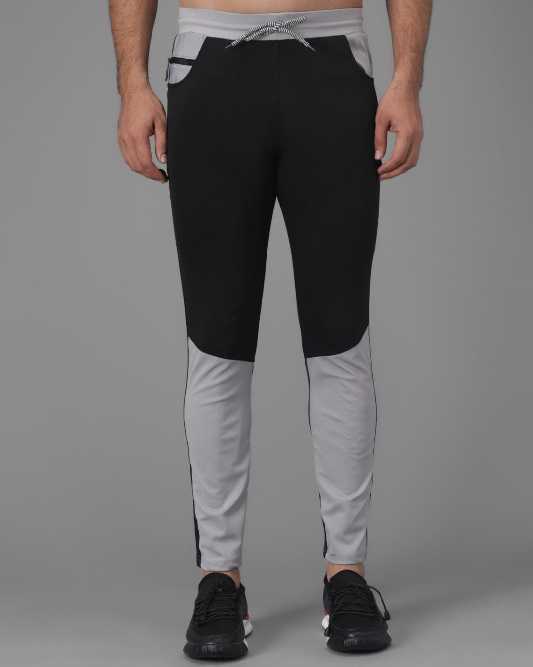 Buy Men's Black & Grey Color Block Relaxed Fit Track Pants for Men ...