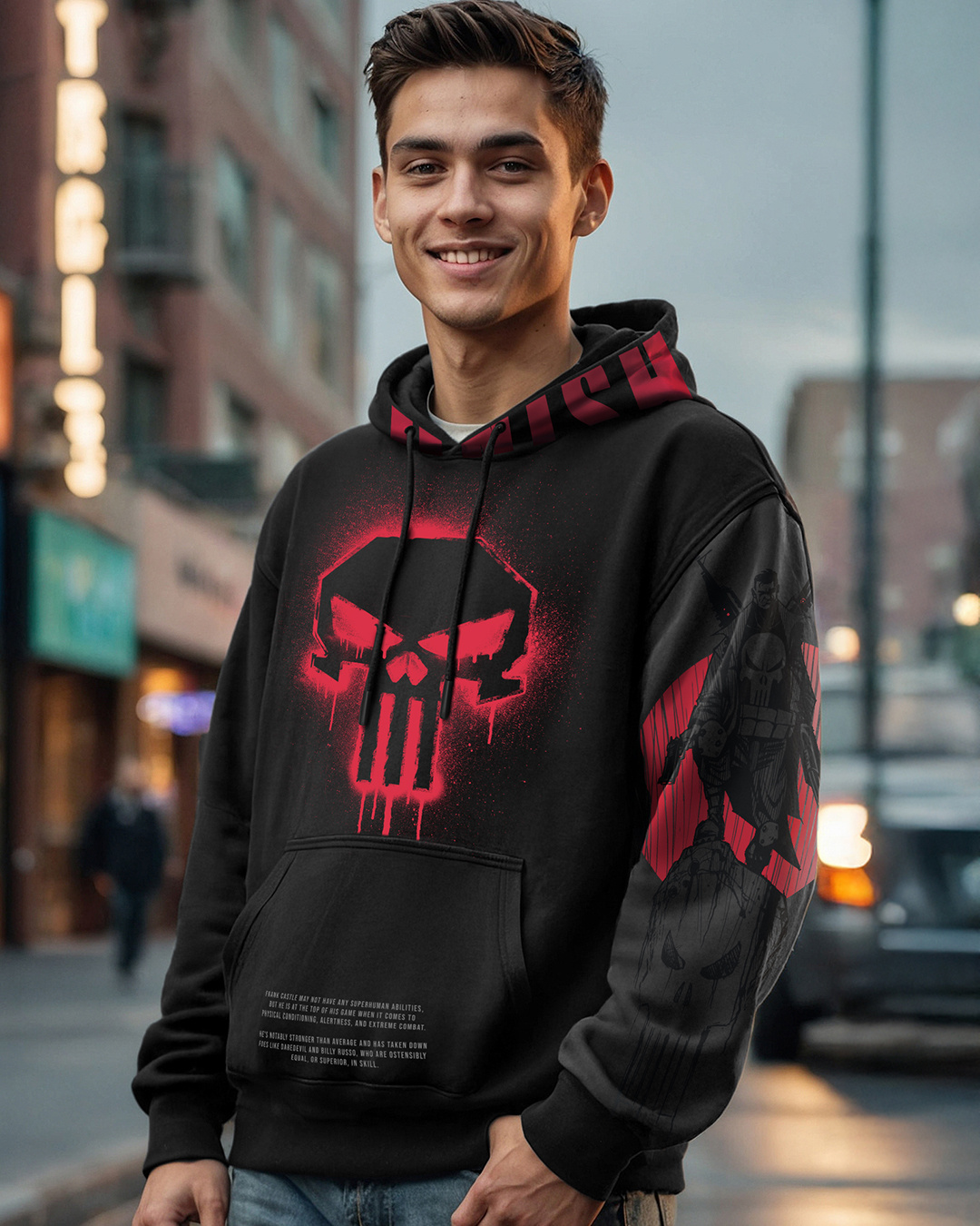 Buy Men's Black & Grey Graphic Printed Oversized Hoodies Online at Bewakoof