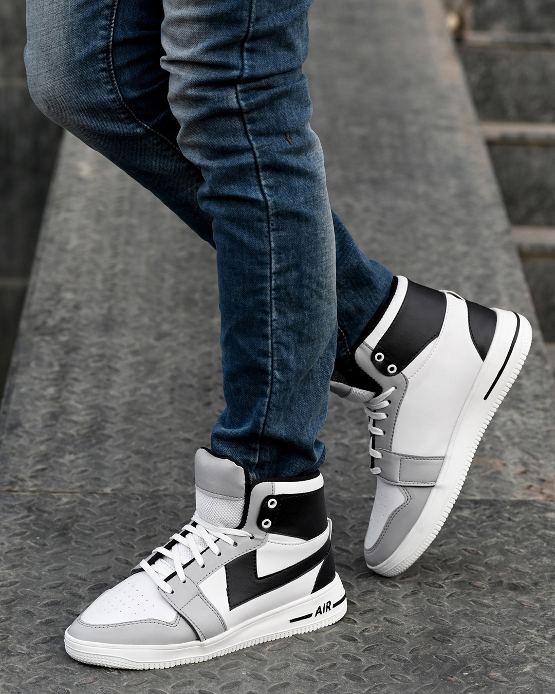 Shop Men's Black & Grey Premium Sneakers-Back
