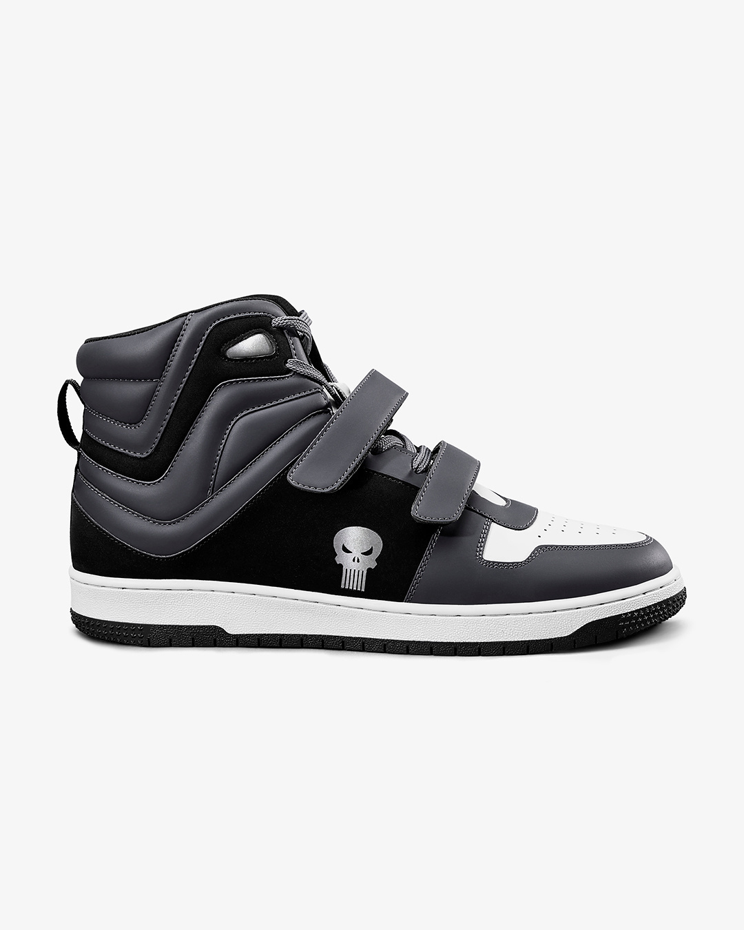Shop Men's Black & Grey Punisher Color Block High Top Sneakers-Back