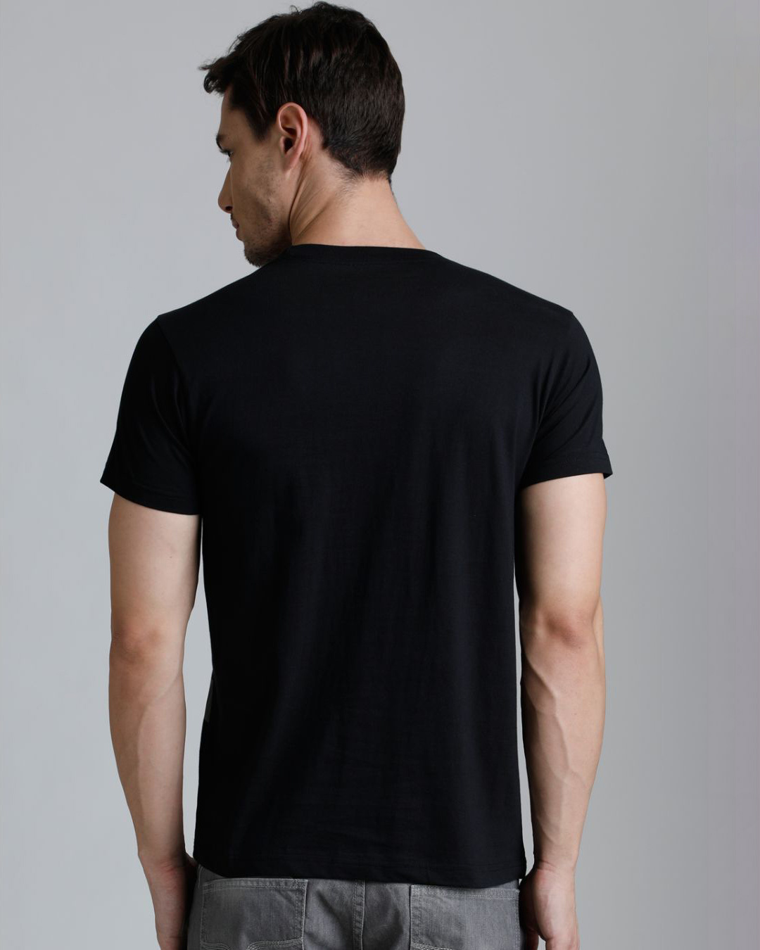 Shop Men's Black & Grey Striped T-shirt-Back