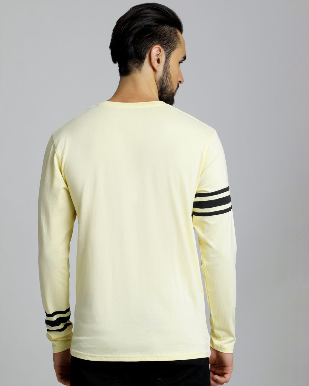 Shop Men's Black & Grey Striped T-shirt-Back