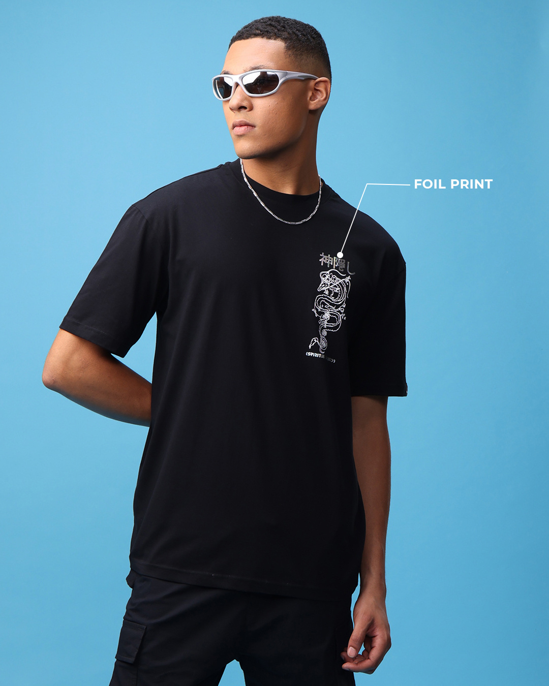 Shop Men's Black Haku X Chihiro Graphic Printed Oversized T-shirt-Back