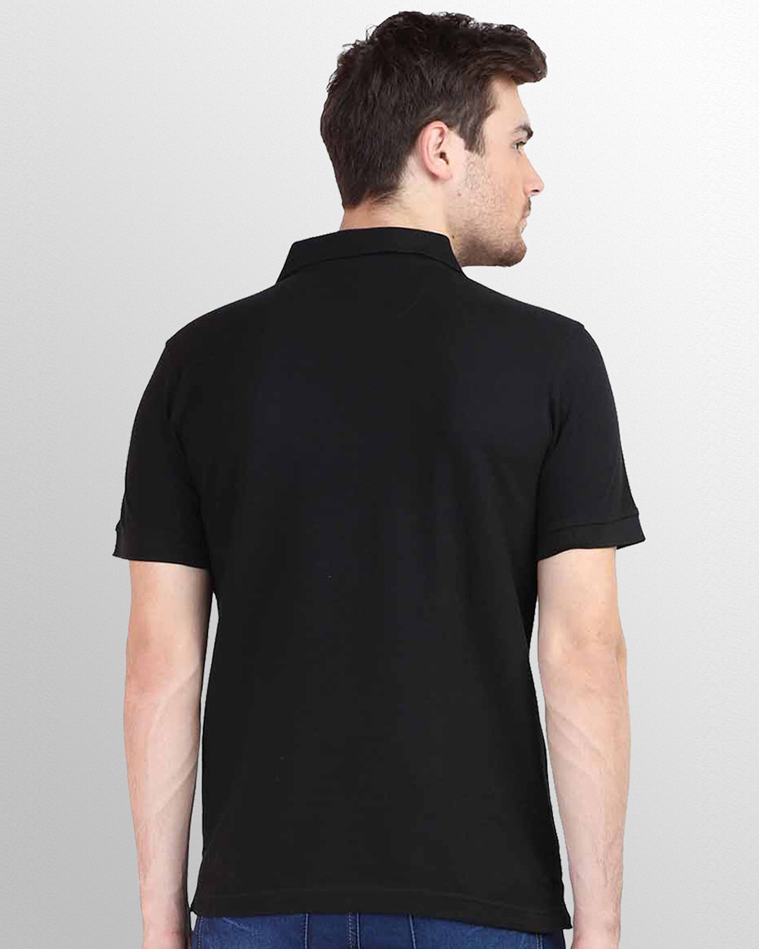 Shop Men's Black Half Sleeve Polo T-shirt-Back