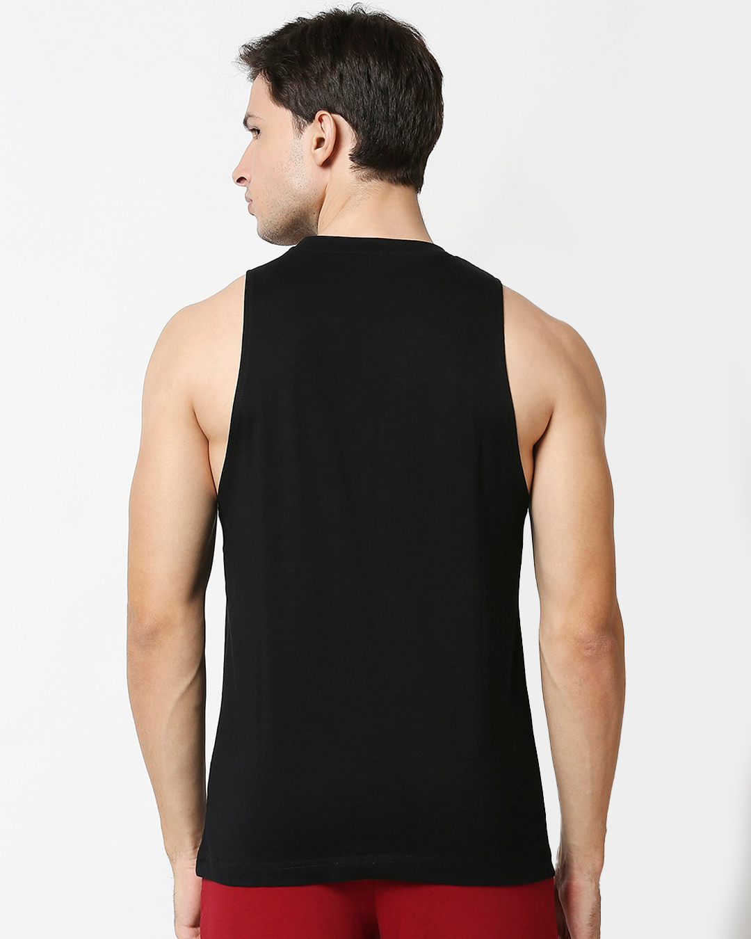 Shop Men's Black Hangin Astronaut Graphic Printed Deep Armhole Oversized Vest-Back