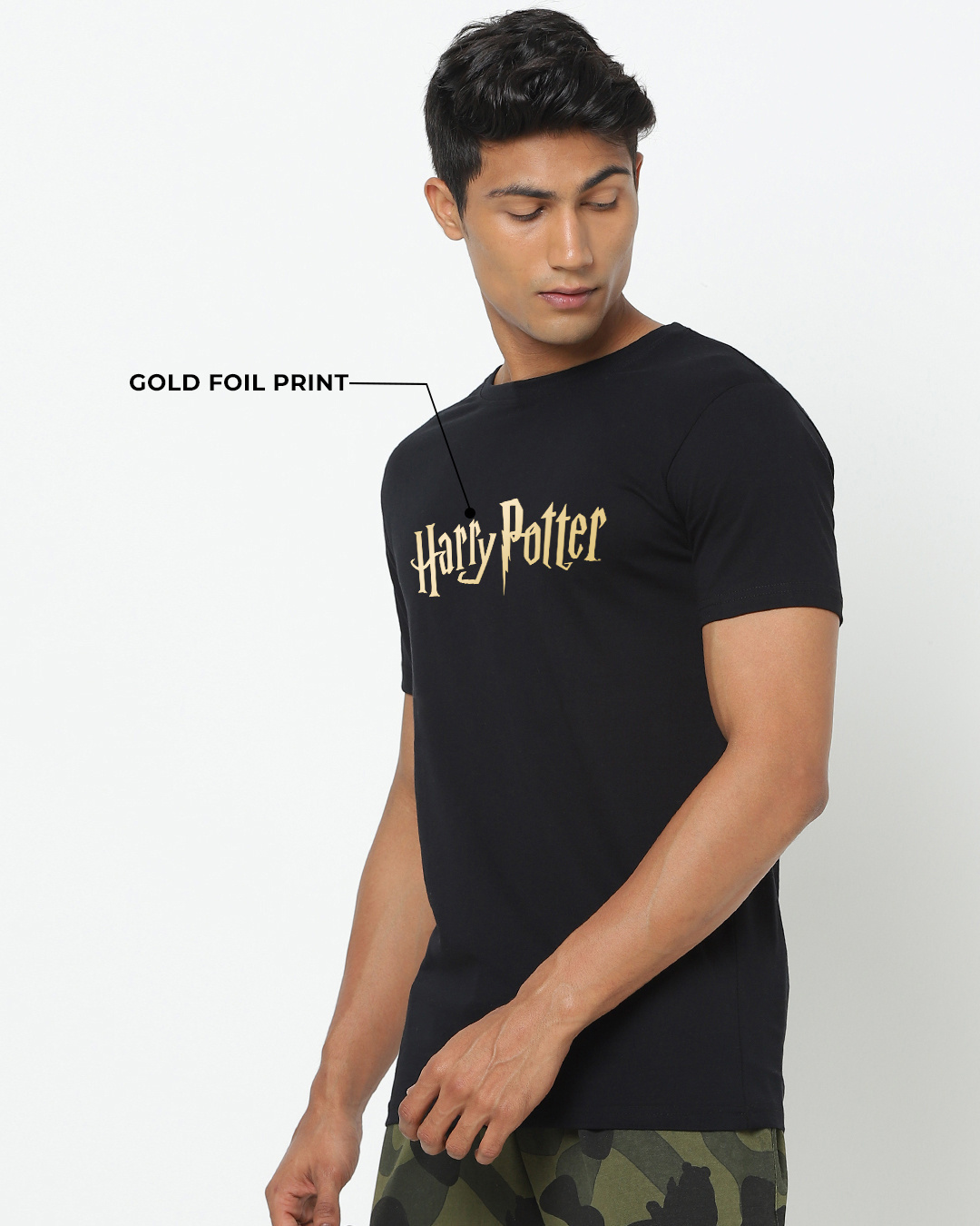 Shop Men's Black Harry Potter Logo Graphic Printed T-shirt-Back