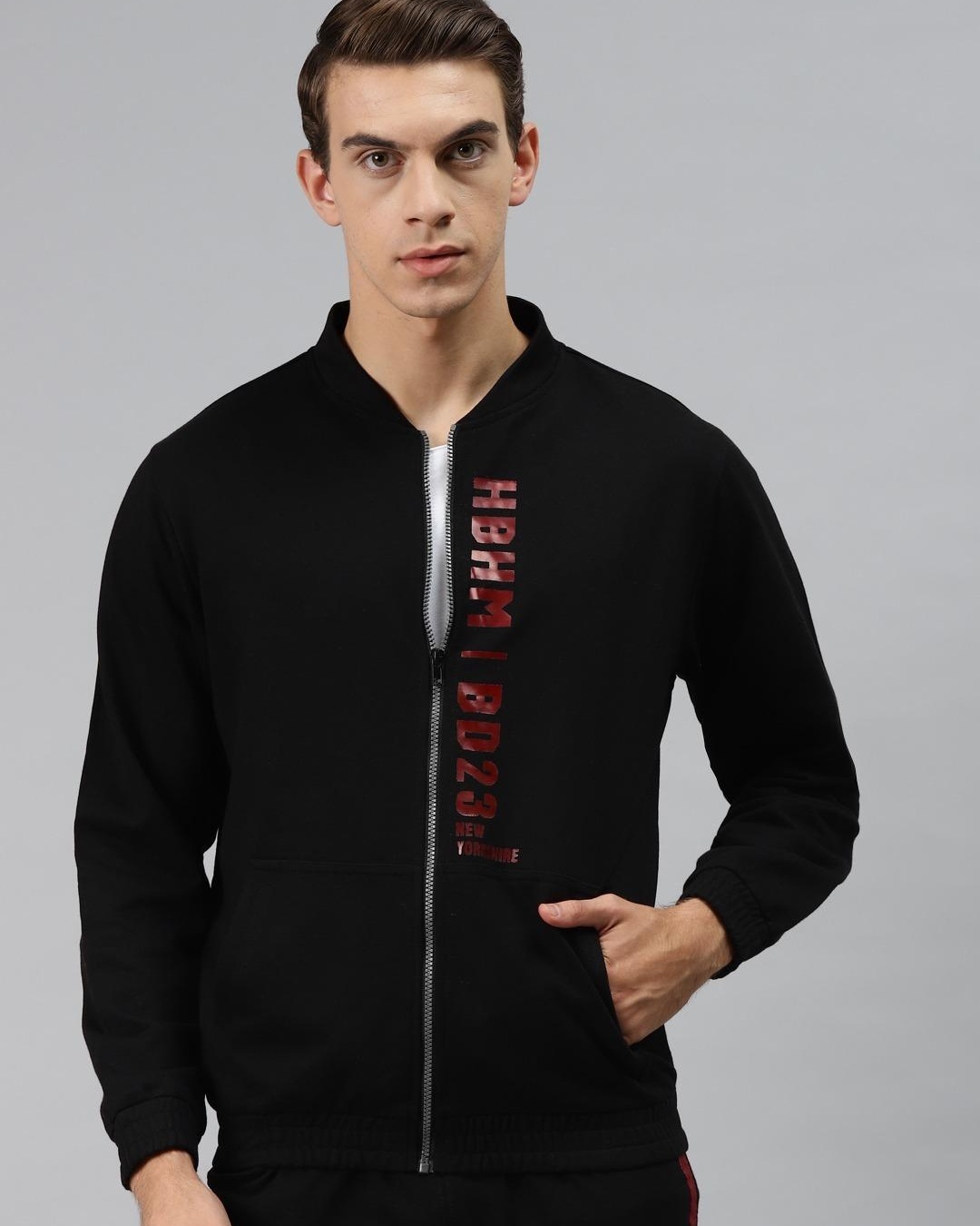 Buy Men's Black HBHM Typography Jacket for Men Black Online at Bewakoof