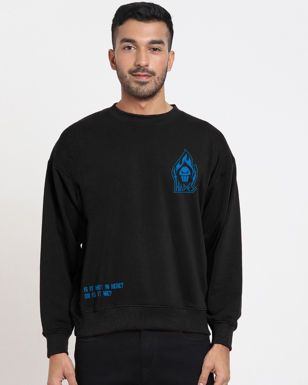 Shop Men's Black Hell Bound Graphic Printed Oversized Sweatshirt-Back