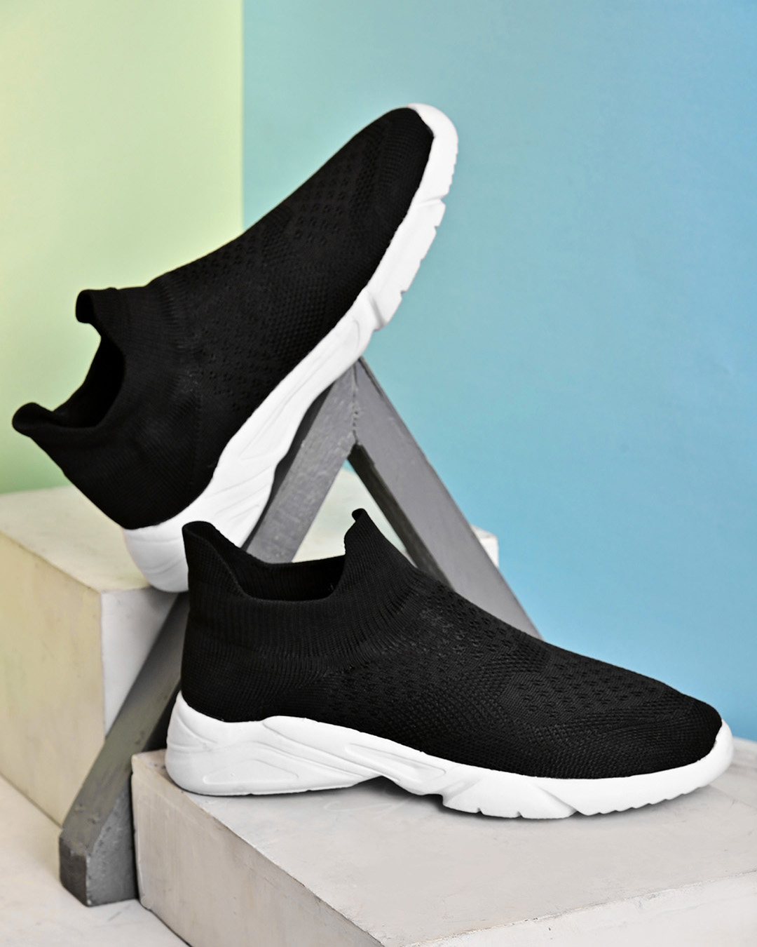 Buy Men's Black High Top SlipOn Sneakers Online in India at Bewakoof