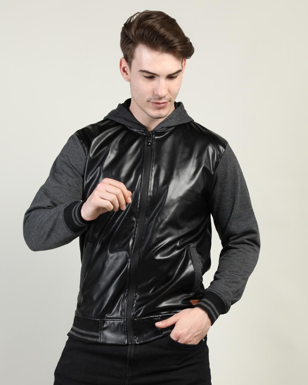Shop Men's Black Hooded Jacket-Back