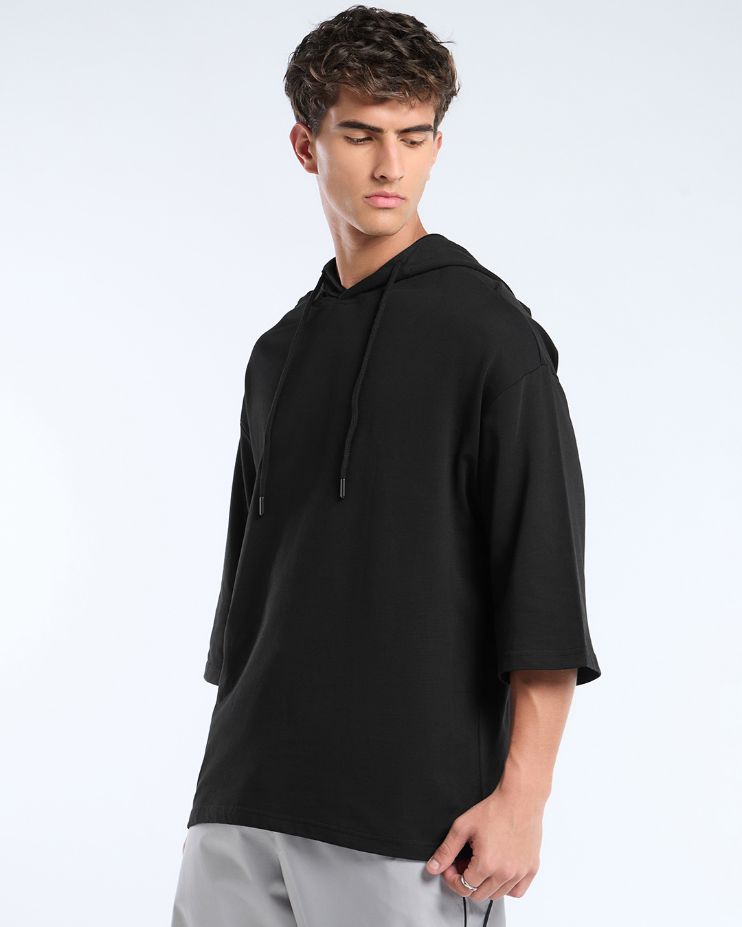 Shop Men's Black Hoodie T-shirt-Back
