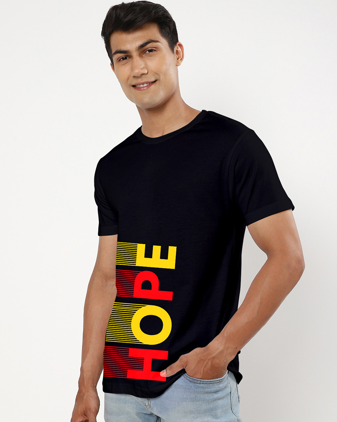 Shop Men's Black Hope Typography T-shirt-Back