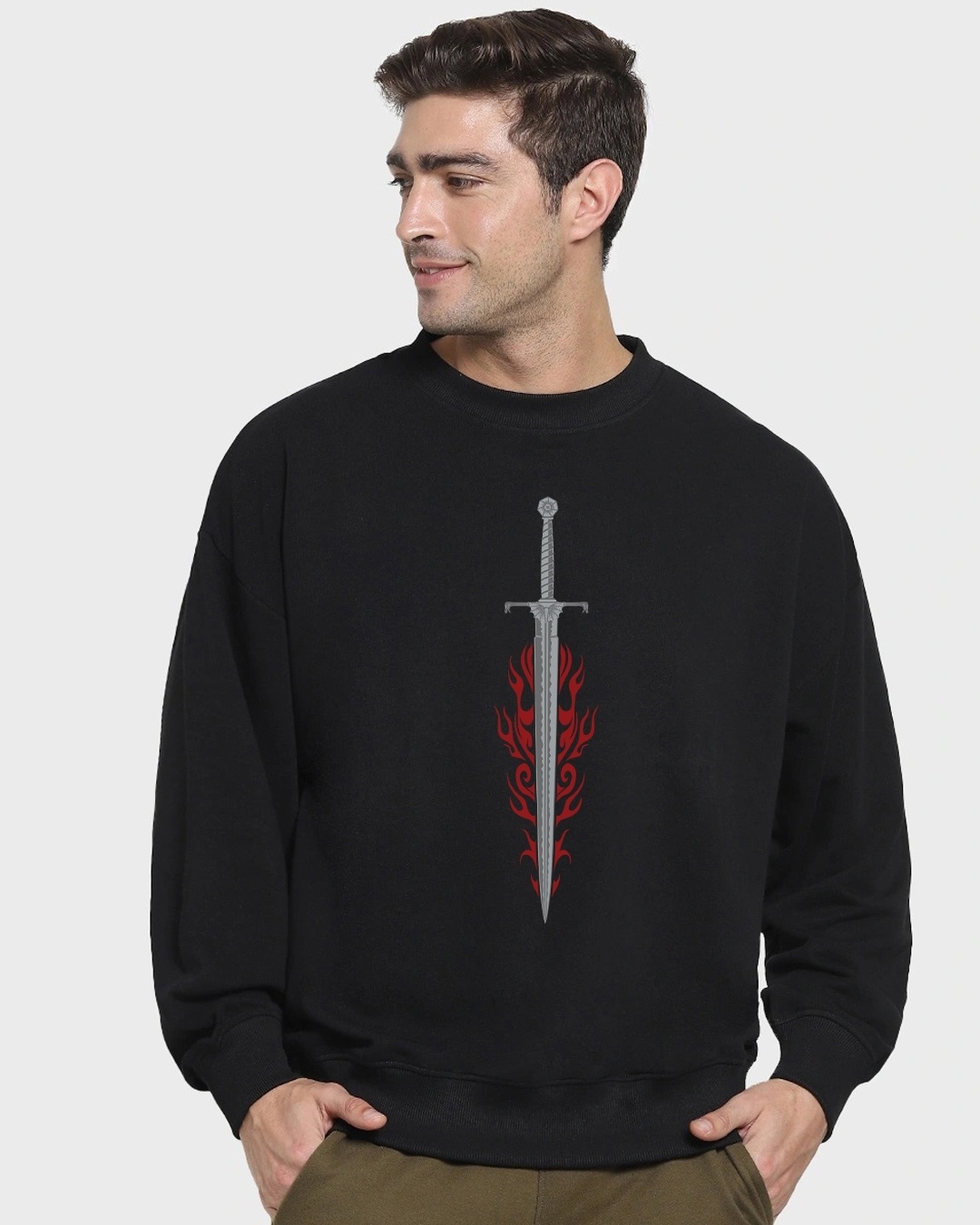 Shop Men's Black House Of The Dragon Legacy Graphic Printed Oversized Sweatshirt-Back