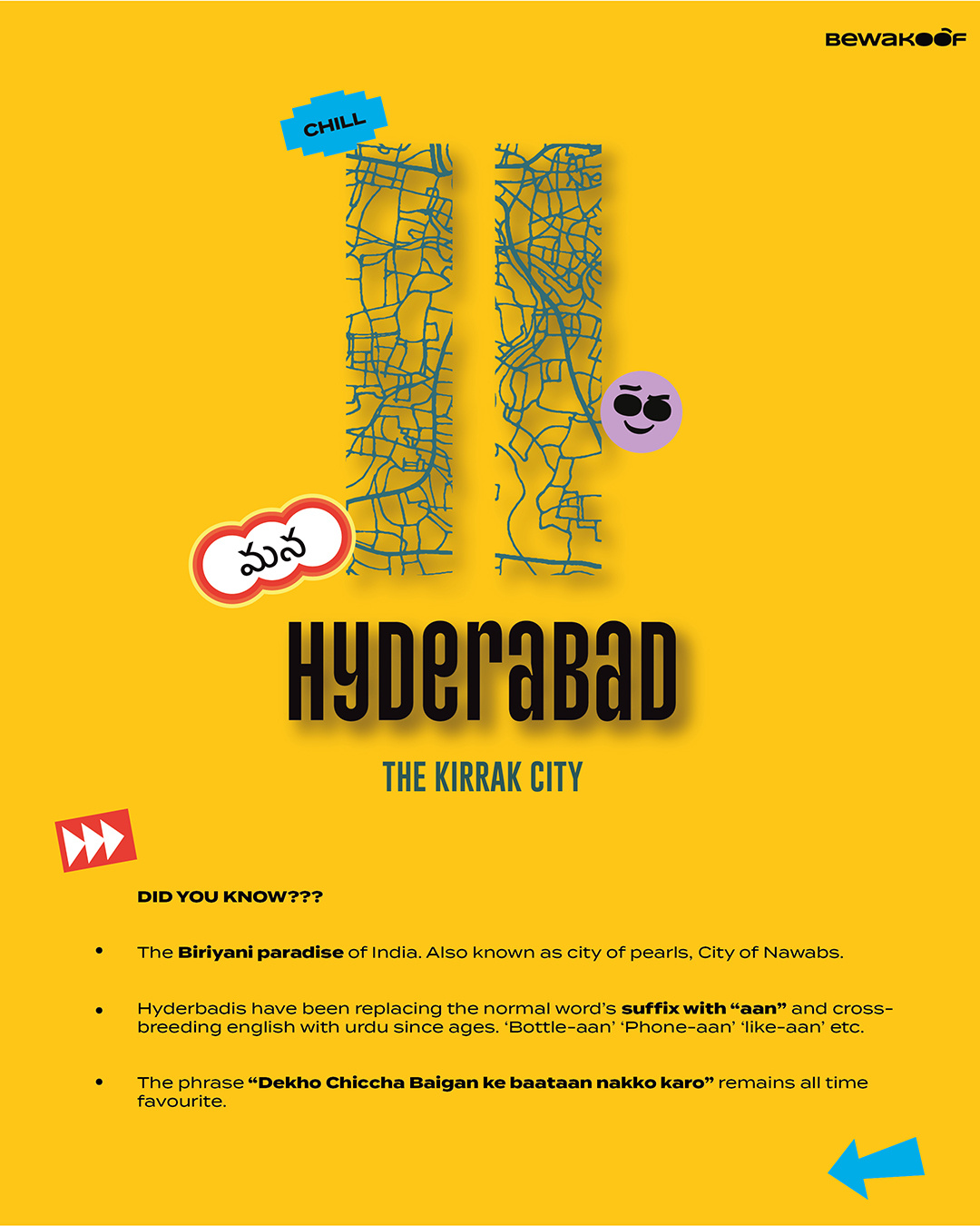 Shop Men's Black Hyderabad City Typography T-shirt-Back