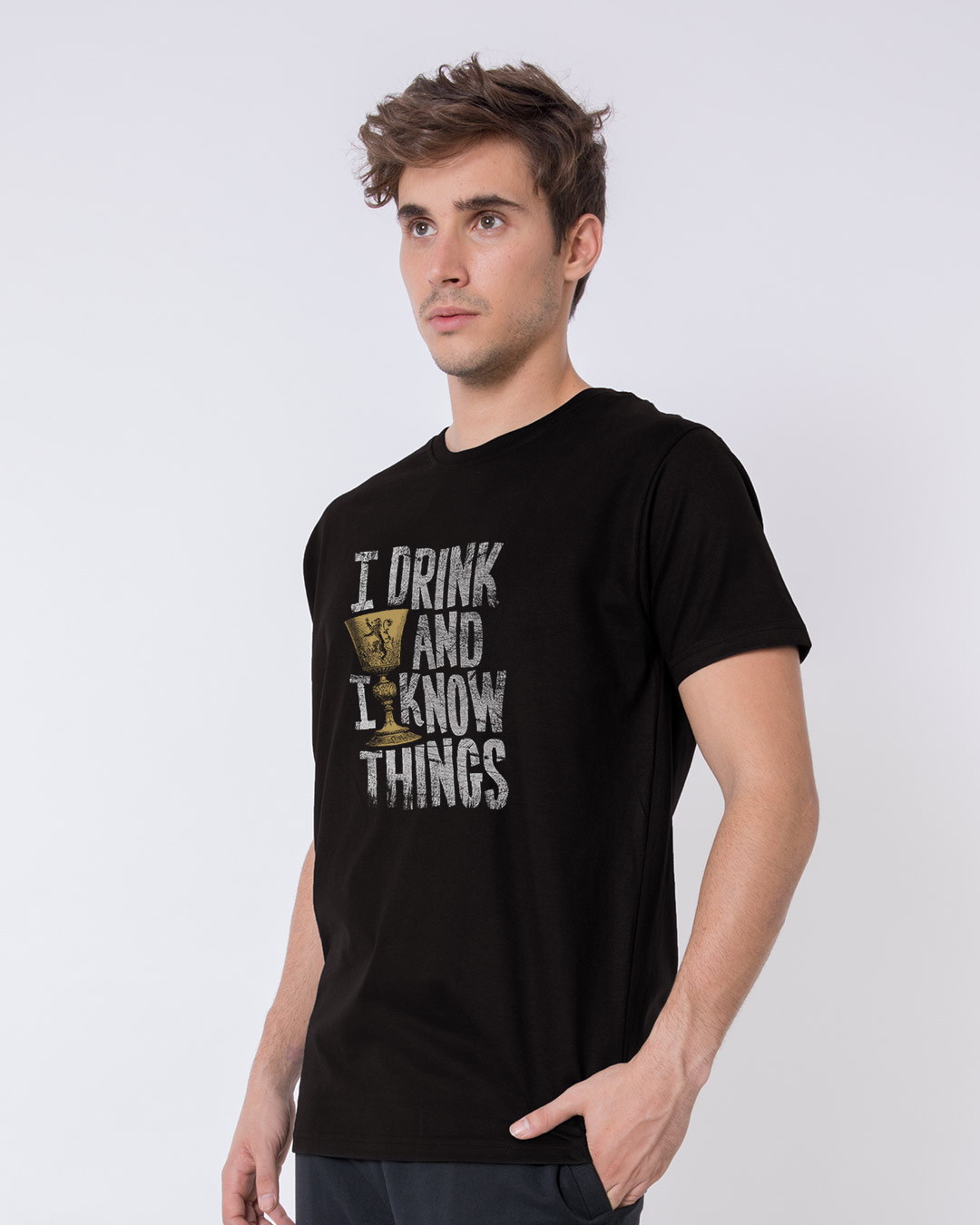 Shop Men's Black I Drink and I Know Things Typography T-shirt-Back