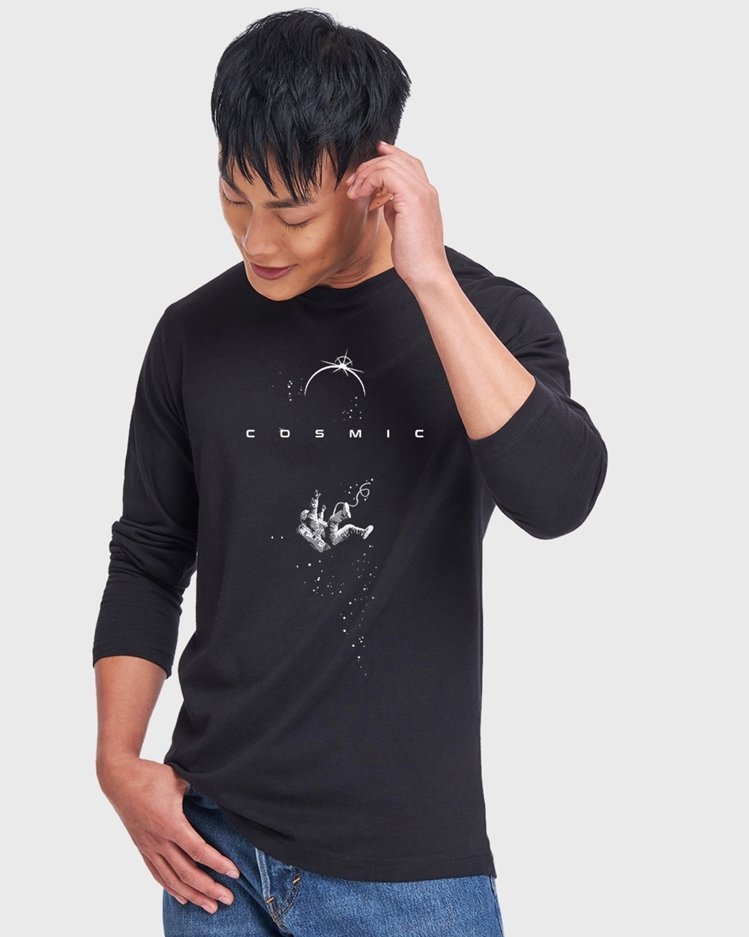 Shop Men's Black Interstellar Graphic Printed T-shirt-Back