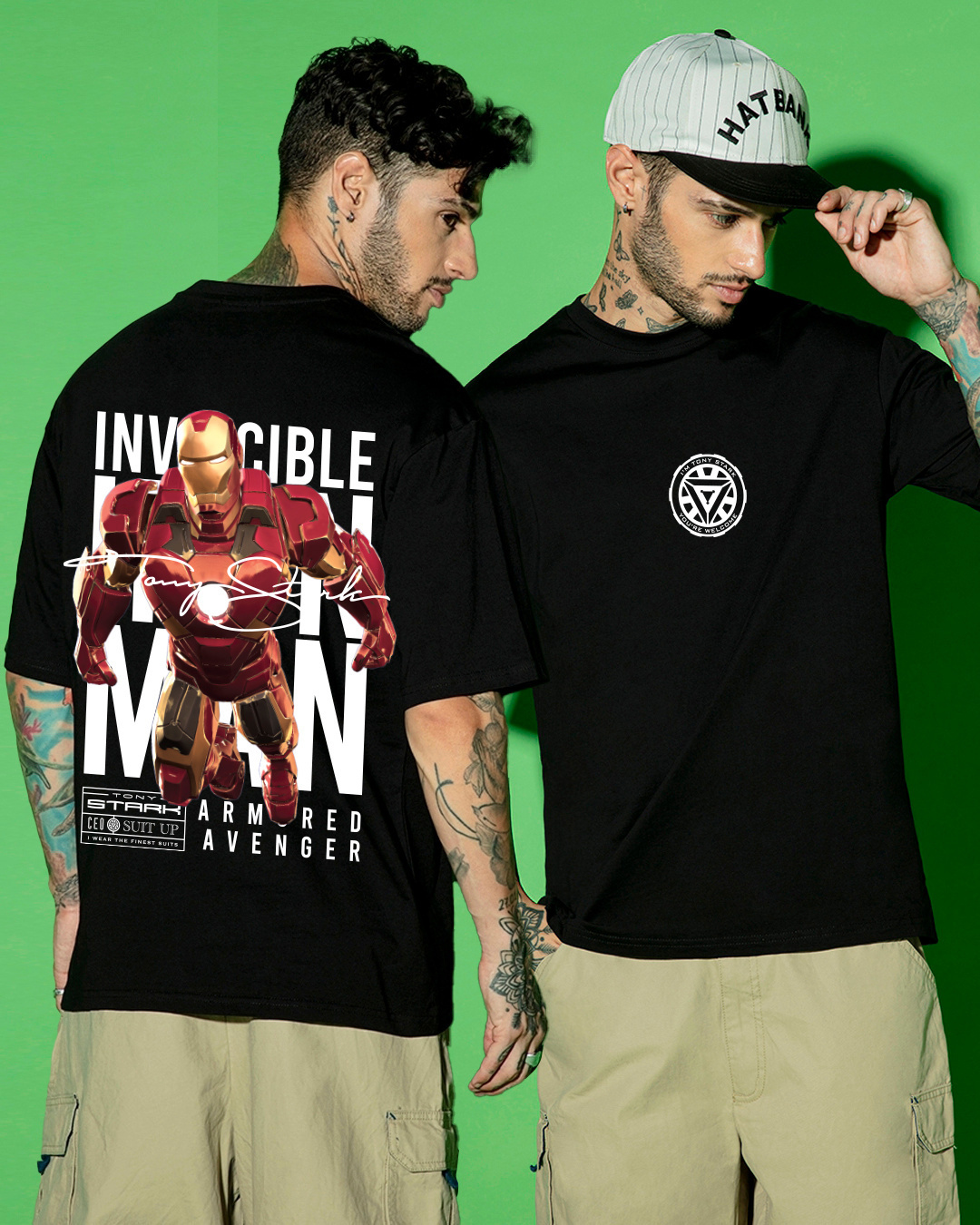 Buy Men's Black Invincible Ironman Graphic Printed Oversized T-shirt ...
