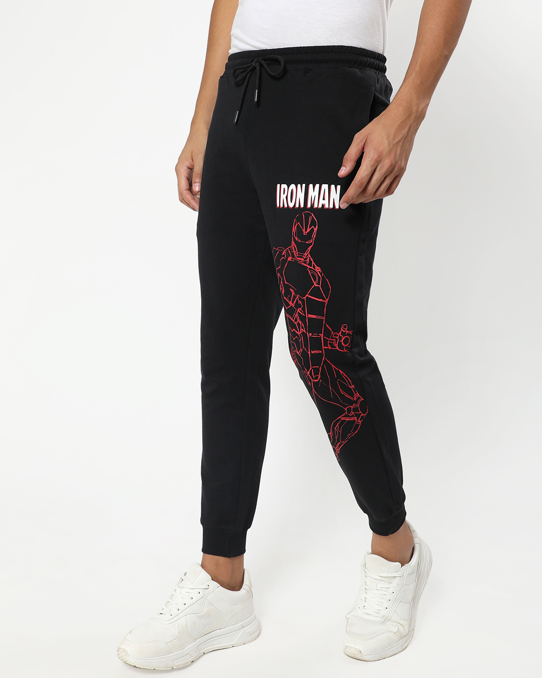 Shop Men's Black Iron Man Graphic Printed Joggers-Back