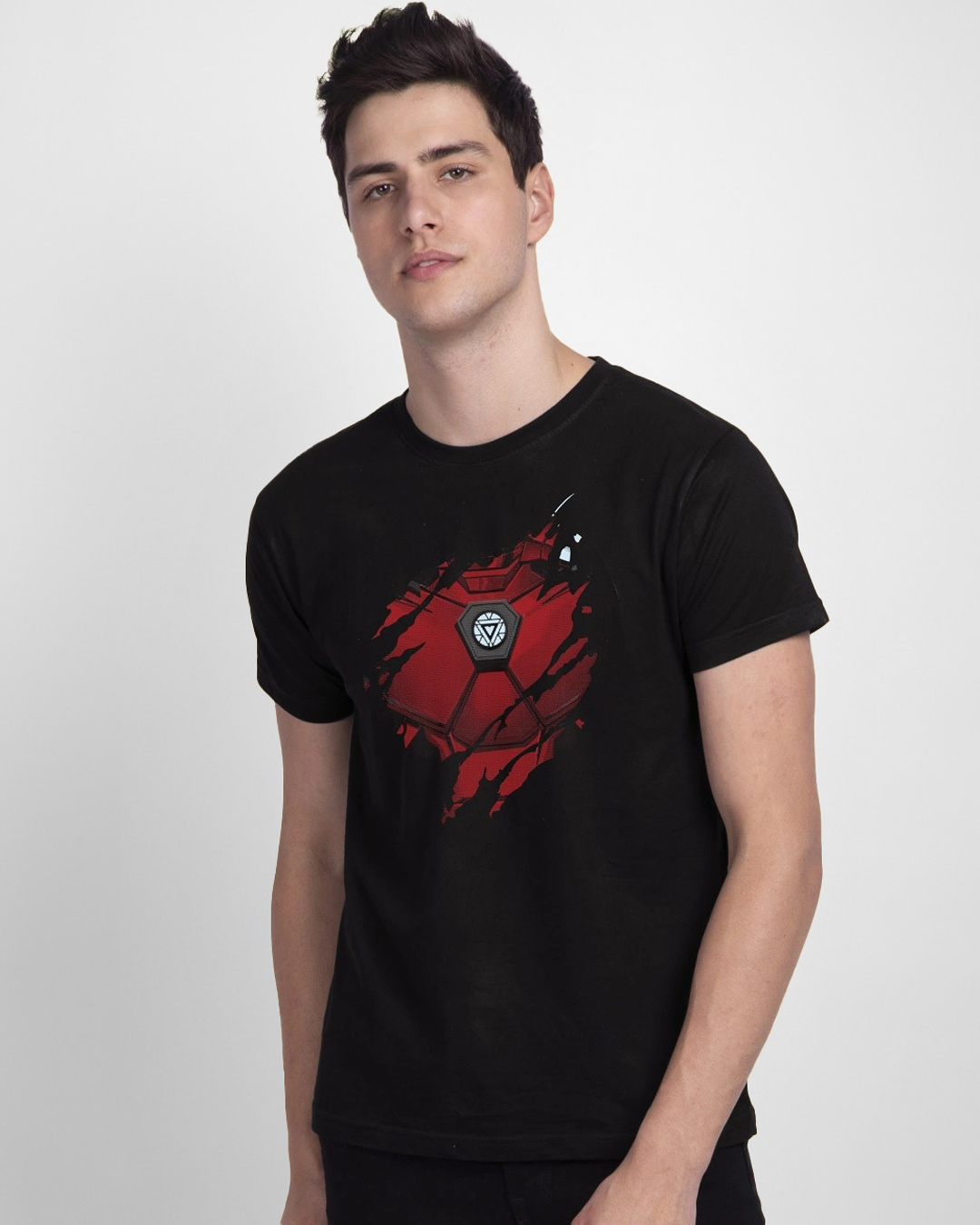 Shop Men's Black Iron Man Of War Graphic Printed T-shirt-Back