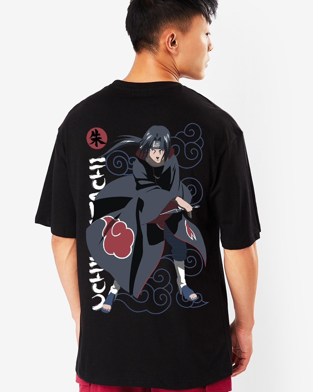 Buy Men's Black Itachi Uchiha Graphic Printed Oversized T-shirt Online ...