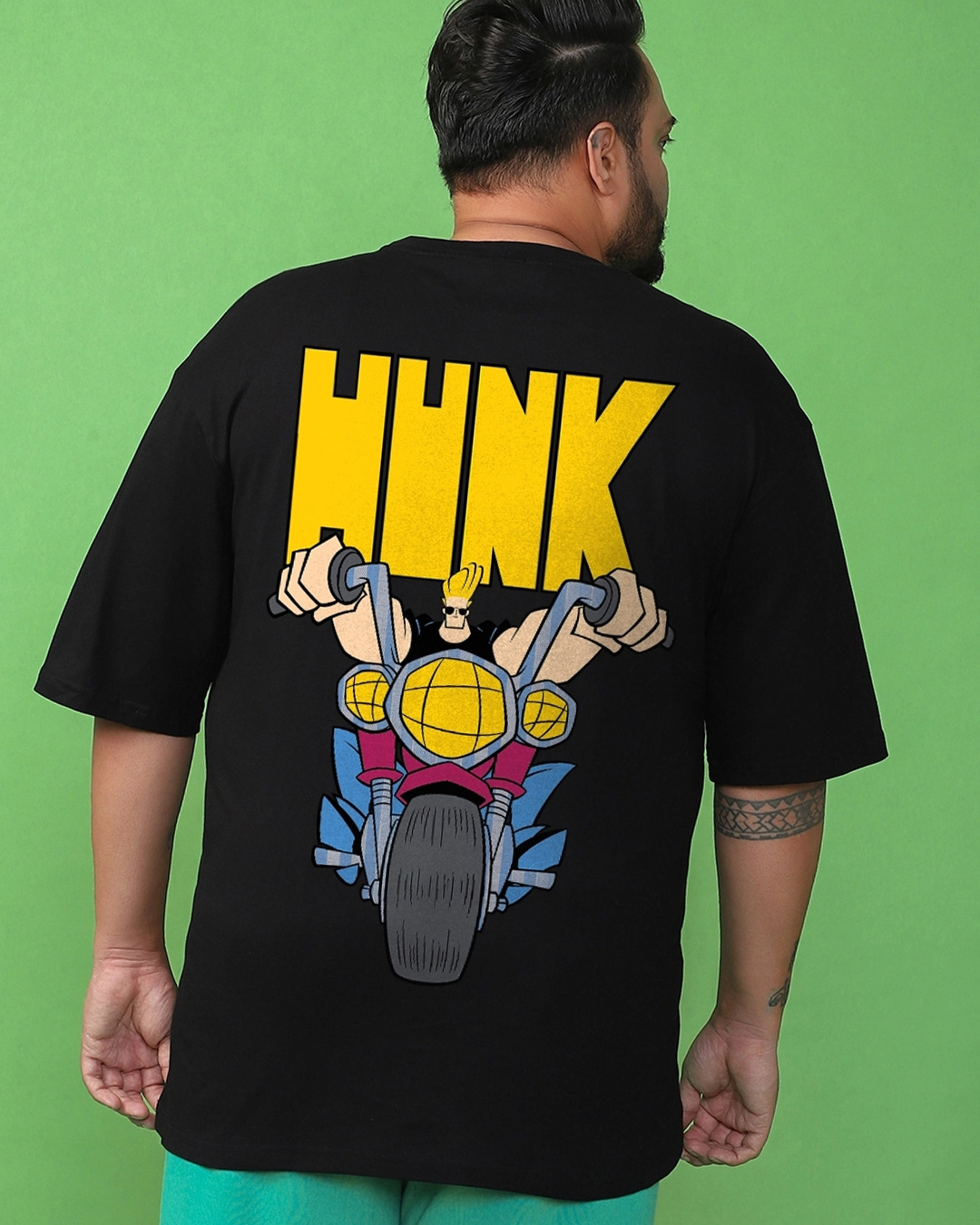 Cotton Printed Mens Johnny Bravo Black T Shirt, Round Neck at Rs 499 in