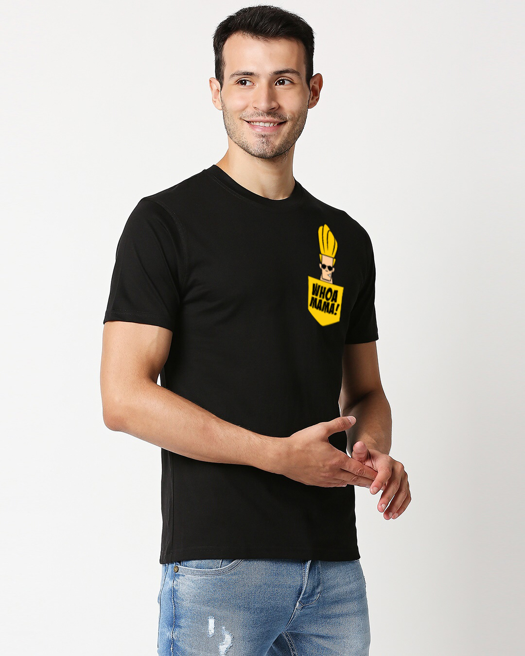 Shop Men's Black Johny Bravo Printed T-shirt-Back