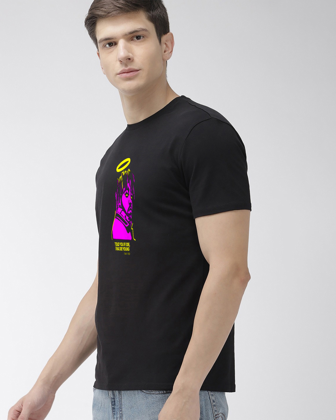 Shop Men's Black Juice Wrld Die Young Graphic Printed Cotton T-shirt-Back