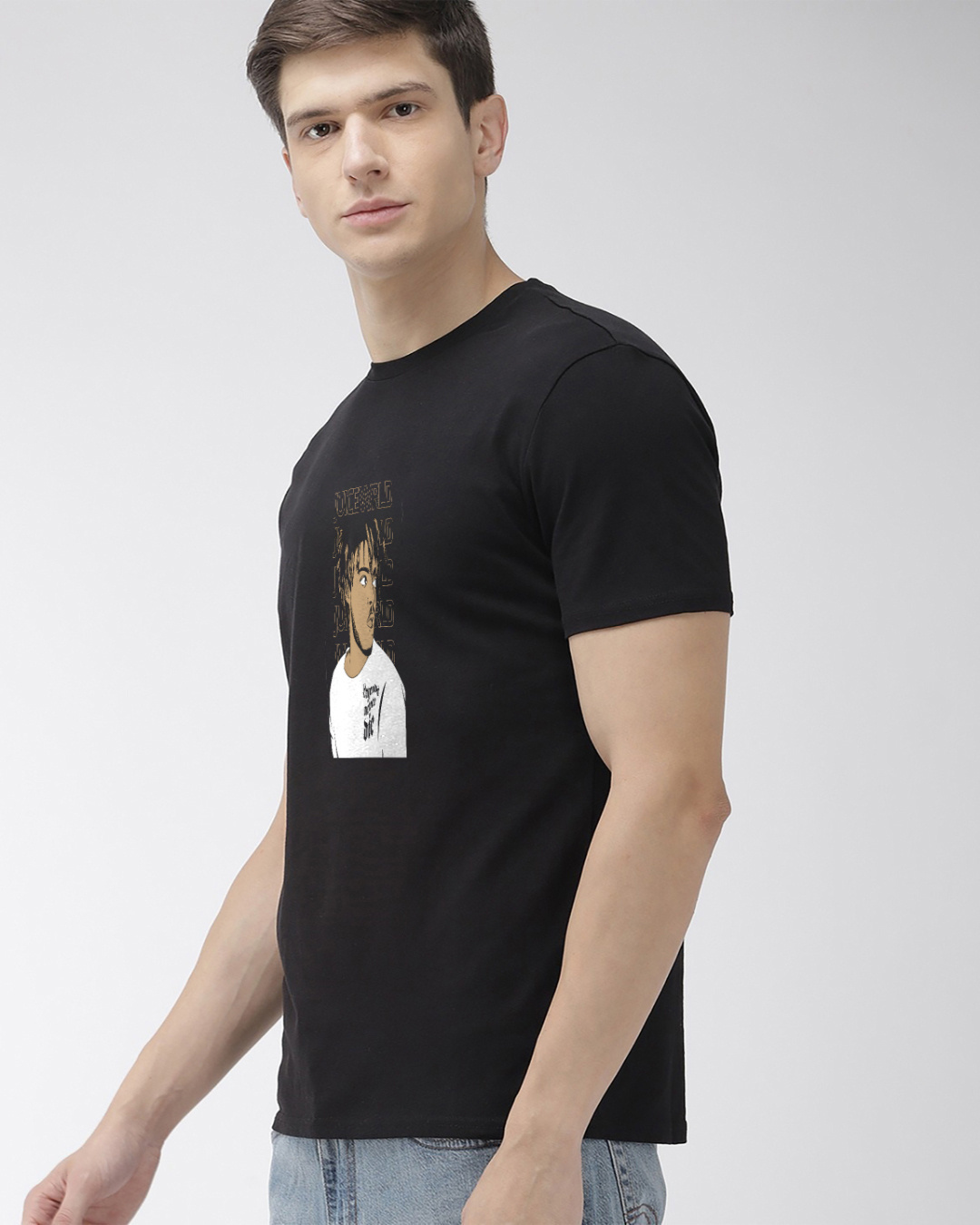 Shop Men's Black Juice Wrld Graphic Printed Cotton T-shirt-Back