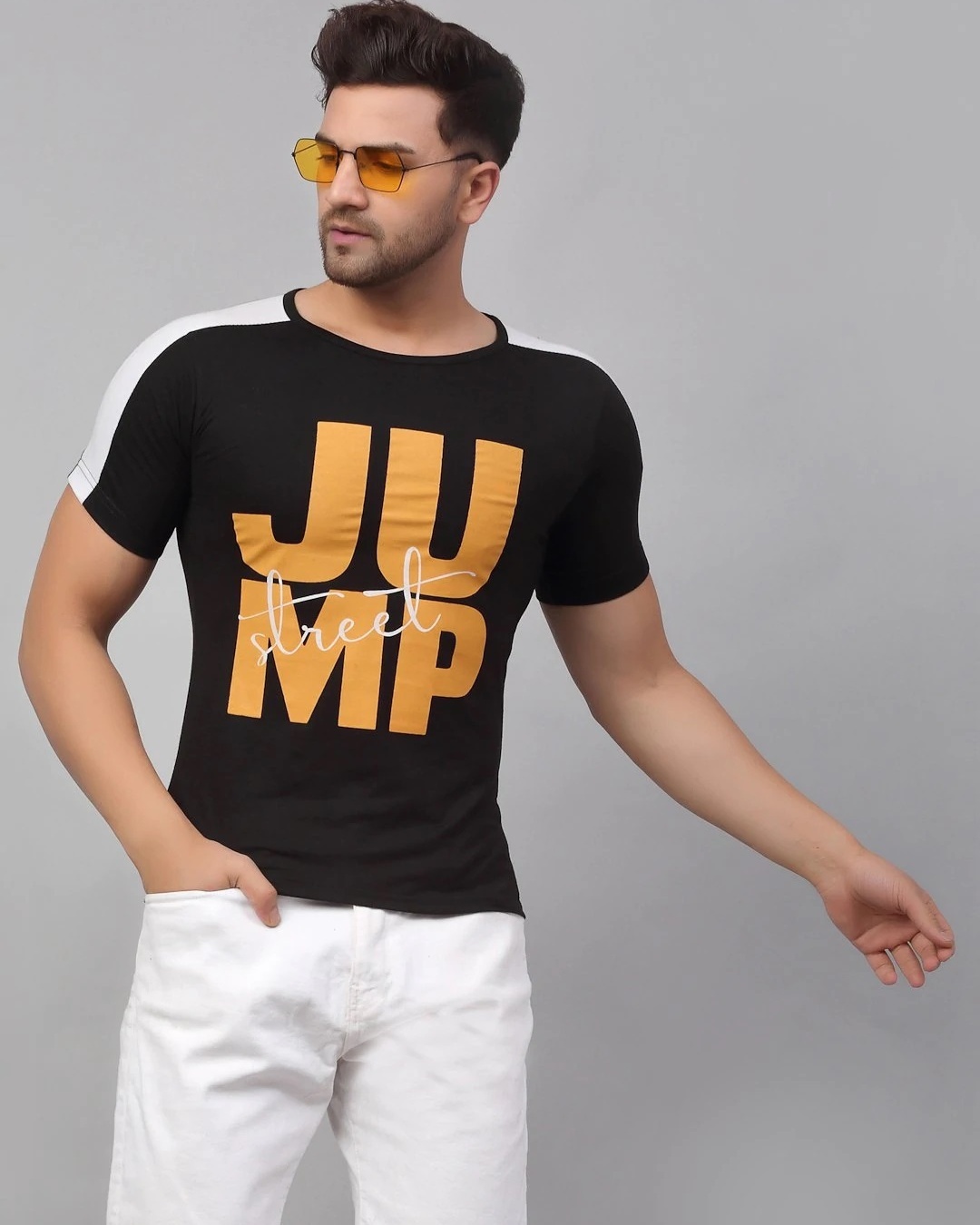 Buy Mens Black Jump Typography Slim Fit T Shirt Online At Bewakoof 7724