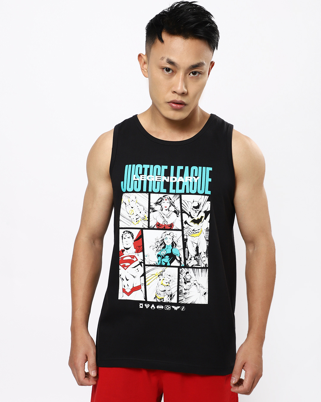 Shop Men's Black Justice League Graphic Printed Vest-Back