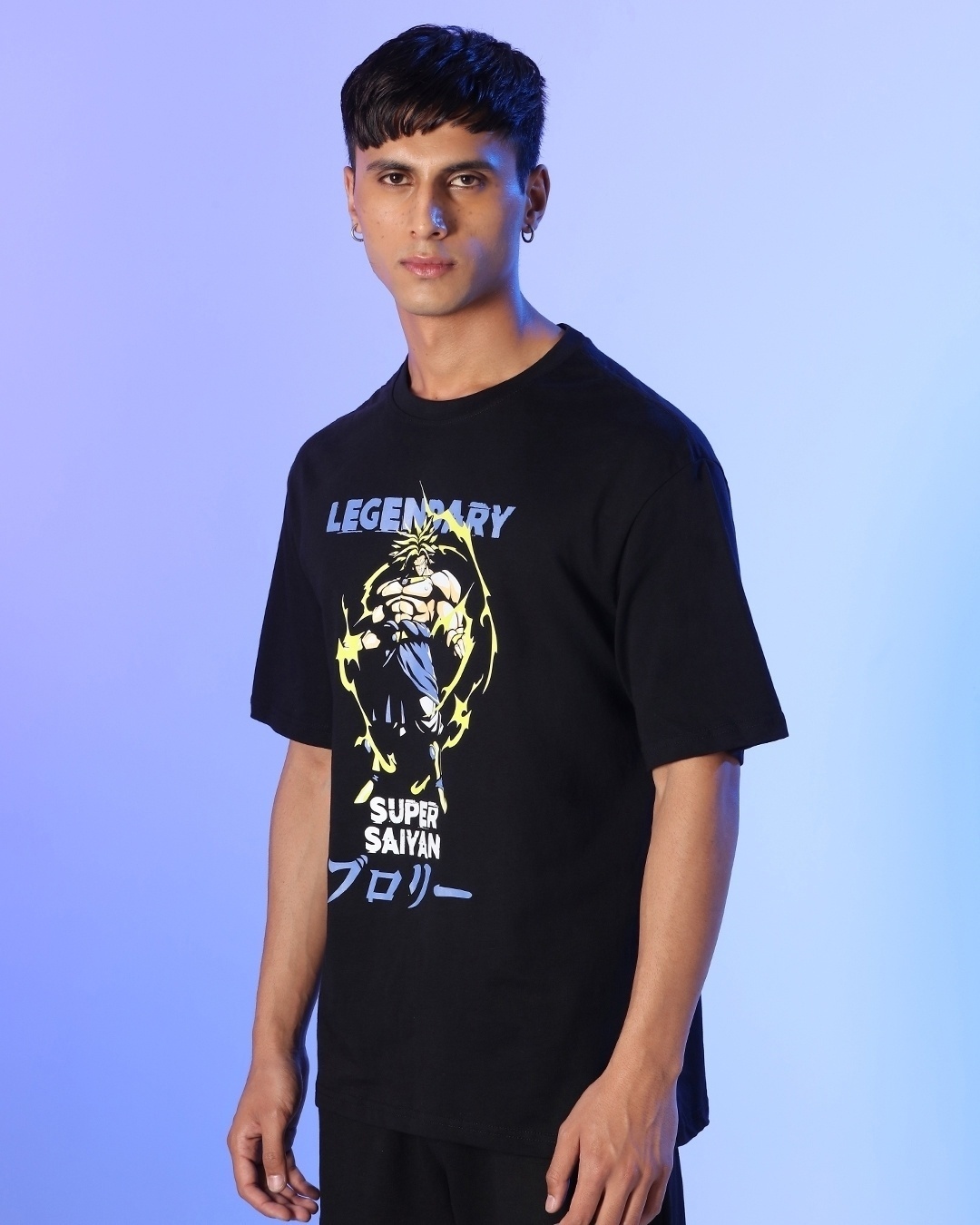 Shop Men's Black King Saiyan Oversized T-shirt-Back