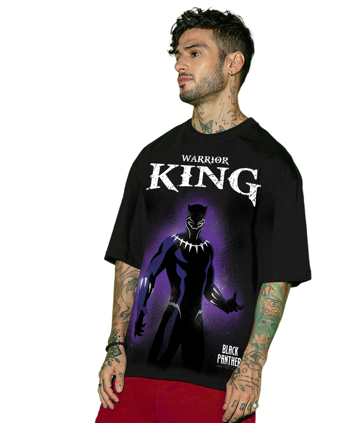 Shop Men's Black King Warrior Graphic Printed Oversized T-shirt-Back