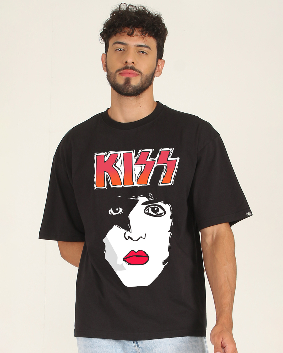 Buy Mens Black Kiss Graphic Printed Oversized T Shirt Online At Bewakoof