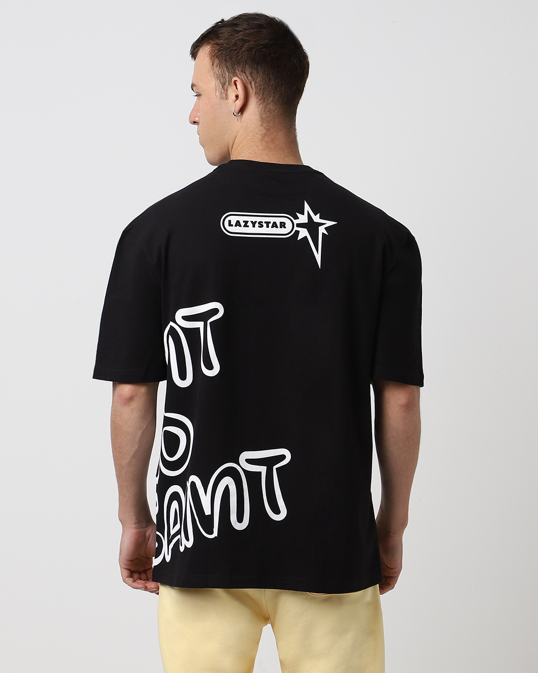 Buy Men's Black Lazystar Graphic Printed Oversized T-shirt Online at ...