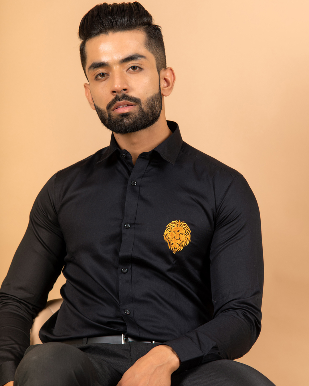 Buy Men's Black Lion Embroidered Shirt Online at Bewakoof